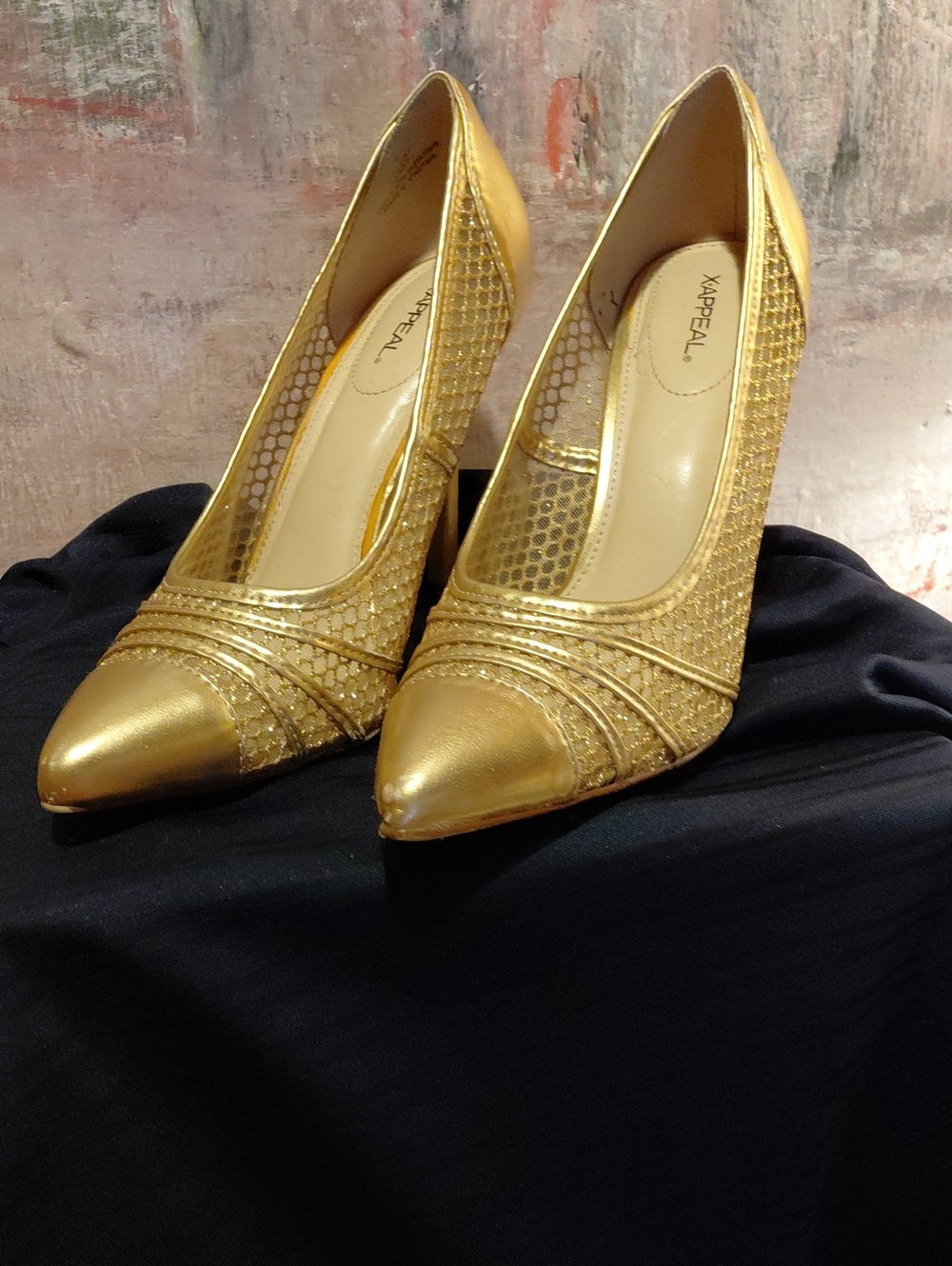 Xappeal Metallic Gold Pointed Toe Pumps - Women's Dress Heels